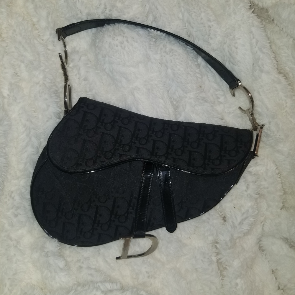 💕 AUTHENTIC DIOR BLACK MONOGRAM SADDLEBAG
